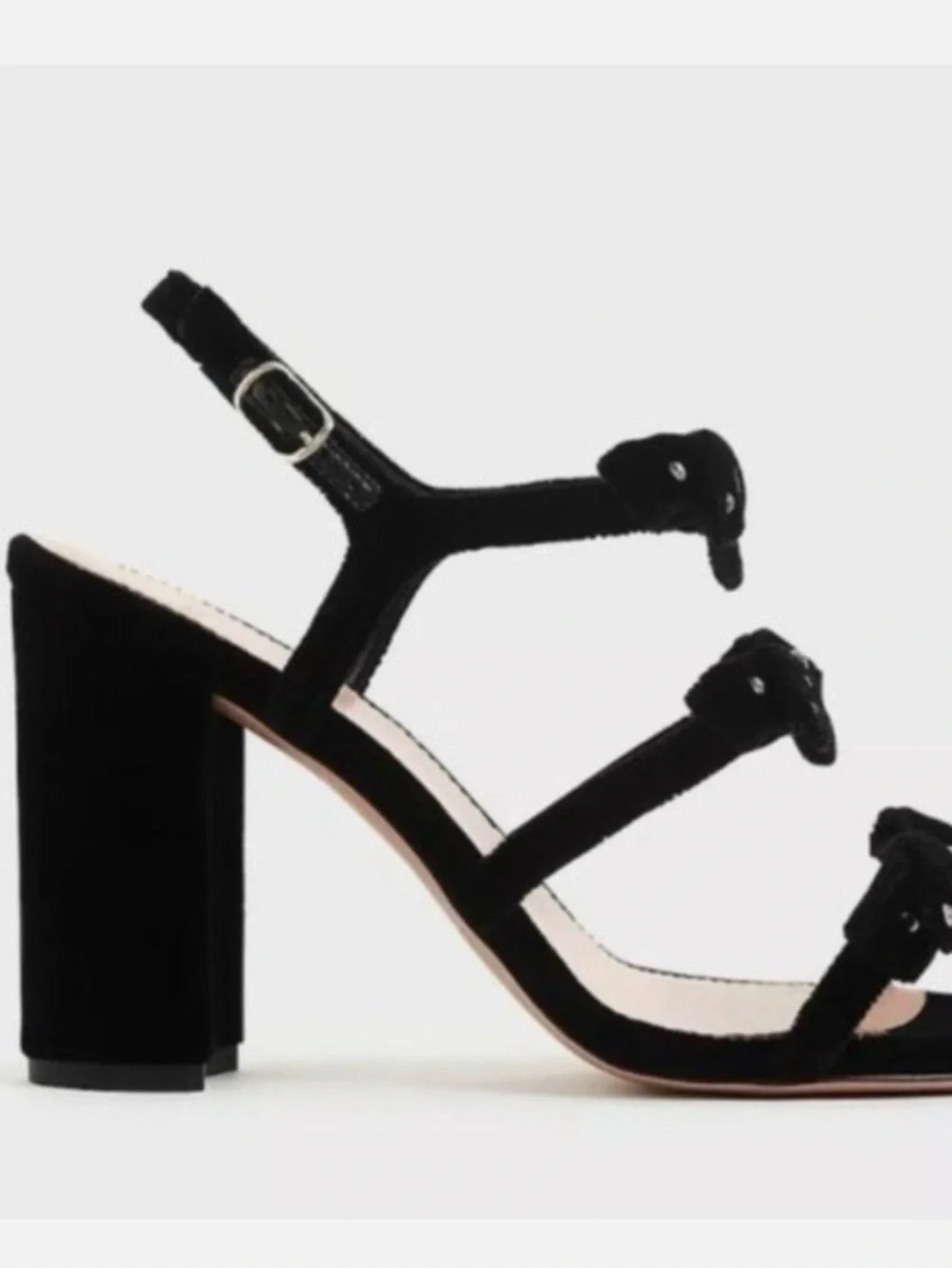 NEW J. Crew Stella Bow Heels Sz 8.5 Embellished Velvet Black Sandals Italy ~$199